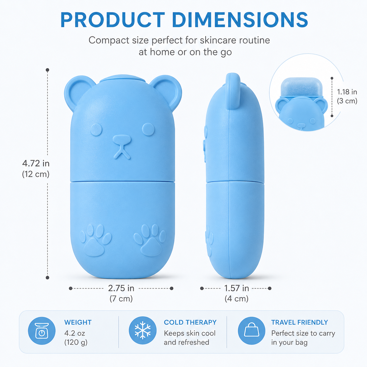 Bear Ice Face Roller - Facial - De-Pguff Glow Tool | US Stock 3-8 Dy Shipping